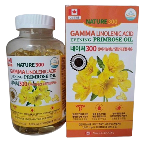 Viên uống tinh dầu hoa anh thảo Nature 300 - Gamma Linolenic Acid từ Canada, hỗ trợ làm đẹp, cân bằng nội tiết tố nữ, 300 viên