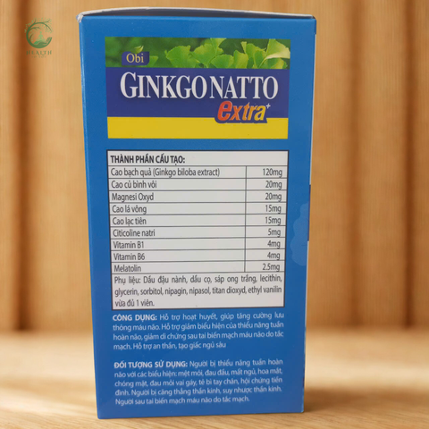 Viên Uống GINKGONATTO Extra - Hỗ Trợ Giảm Đau Đầu, Mất Ngủ, Tăng Cường Tuần Hoàn Máu Não, An Thần Tự Nhiên