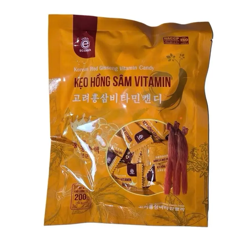 Kẹo Hồng Sâm Vitamin Hàn Quốc - Bổ Sung Dinh Dưỡng, Tăng Cường Sức Đề Kháng - Gói 200g, Sản Phẩm Dành Cho Mọi Lứa Tuổi