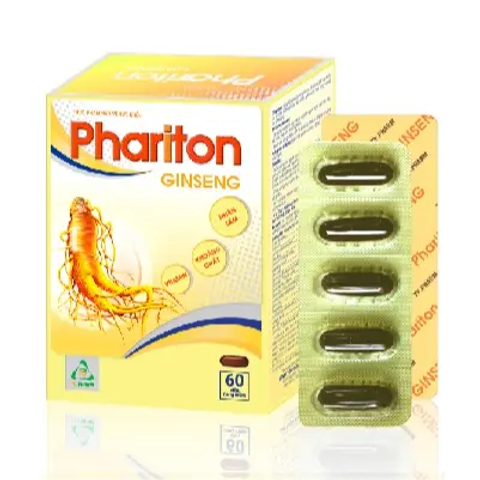 Phariton Ginseng TV.Pharm - Viên Nang Mềm Hỗ Trợ Sức Khỏe và Năng Lượng, Vitamin và Khoáng Chất Dành Cho Người Suy Nhược Cơ Thể (60 Viên)