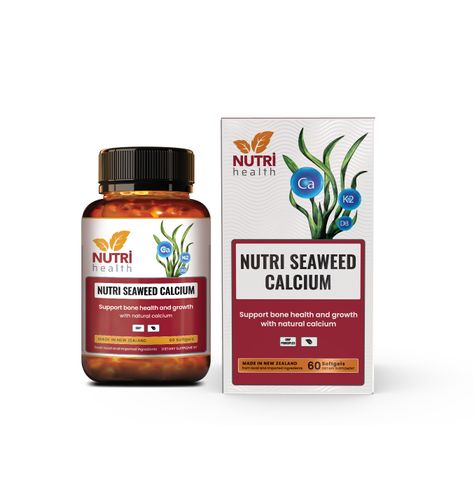 Canxi Hữu Cơ Từ Tảo Biển Nutri Seaweed Calcium 60 Viên - Hỗ Trợ Xương Khỏe, Vitamin K2 & D3, Dễ Nuốt, Dành Cho Trẻ Em Và Người Lớn
