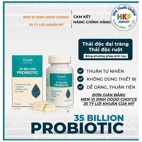 Men vi sinh  Good Choice's 35 tỷ probiotic hỗ trợ thải độc đại tràng, thải độc ruột hộp 60 Viên 275554