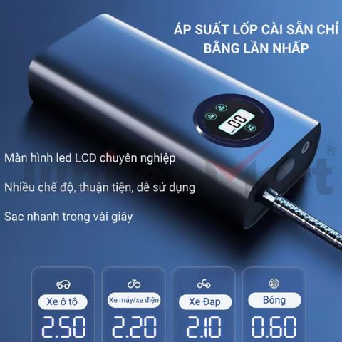 Bơm Lốp Xe Ô Tô Cầm Tay Jubilee Mart 120W - Bơm Hơi Thông Minh với Chip AI, Tự Ngắt An Toàn, Dễ Dàng Mang Theo