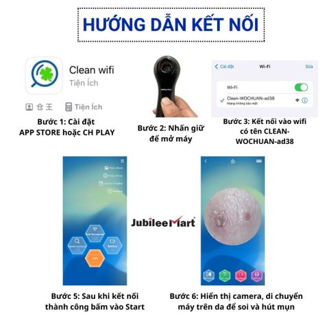 Máy Hút Mụn Đầu Đen Tích Hợp Camera Jubilee Mart - Hút Mụn Cầm Tay 3 Đầu Soi Da Chuyên Nghiệp, Làm Sạch Mụn Nhờn Hiệu Quả