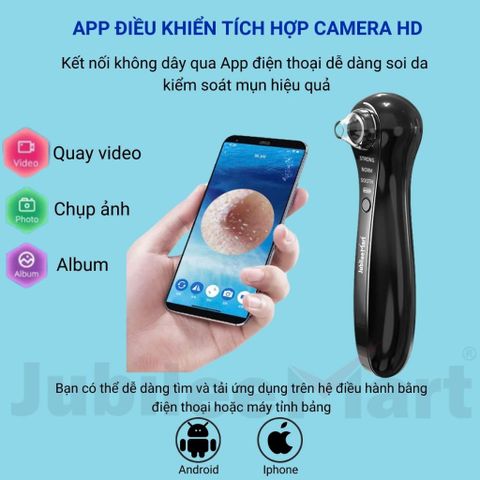 Máy Hút Mụn Đầu Đen Tích Hợp Camera Jubilee Mart - Hút Mụn Cầm Tay 3 Đầu Soi Da Chuyên Nghiệp, Làm Sạch Mụn Nhờn Hiệu Quả