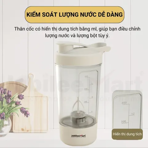 Ly Tự Khuấy Sữa Cà Phê Cầm Tay Mini Jubilee Mart, Ly Khuấy Thông Minh 400ML