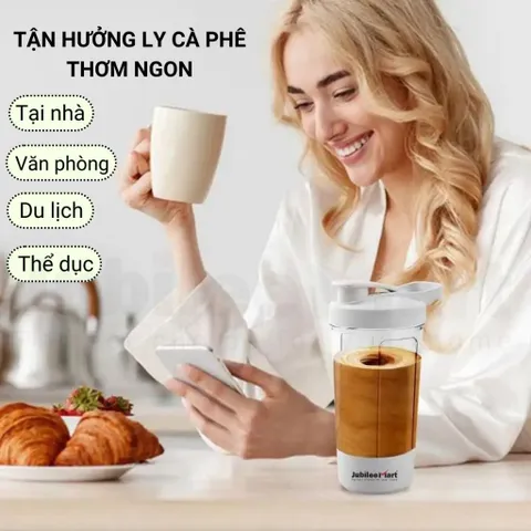 Ly Tự Khuấy Sữa Cà Phê Cầm Tay Mini Jubilee Mart, Ly Khuấy Thông Minh 400ML
