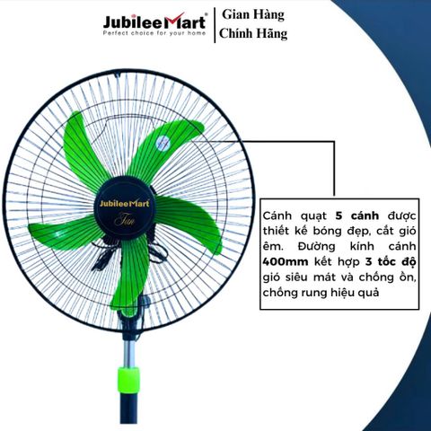Quạt Đứng JubileeMart 5 Cánh Siêu Mát - Công Suất 47W, Lưu Lượng Gió 1500 M3/H, Bảo Hành 2 Năm, Tiết Kiệm Điện, Hoạt Động Êm Ái