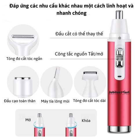 Máy Cạo Lông Mini Cầm Tay Jubilee Mart 5 in 1 - Tông Đơ Đa Năng Chống Nước, Triệt Lông An Toàn, Hiệu Quả Tại Nhà
