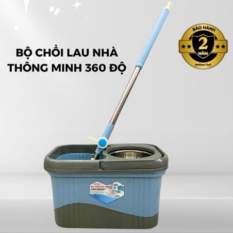 Bộ Chổi Lau Nhà Thông Minh Jubilee Mart 360 Độ - Kèm Thùng Vắt Inox & Bông Lau Siêu Thấm - Bảo Hành 2 Năm