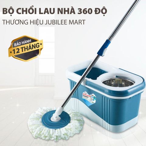 Bộ Chổi Lau Nhà Thông Minh Jubilee Mart 360 Độ - Kèm Thùng Vắt Inox & Bông Lau Siêu Thấm - Bảo Hành 2 Năm