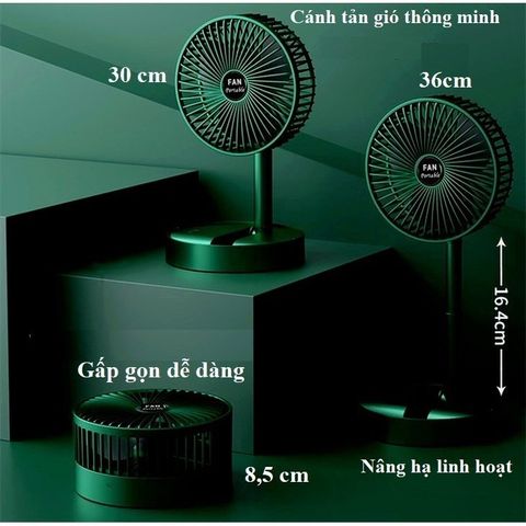 Quạt Tích Điện Mini SUPER FAN 3 Tốc Độ Gió - Gấp Gọn, Tiện Lợi, Tiết Kiệm Điện Năng Cho Mọi Không Gian