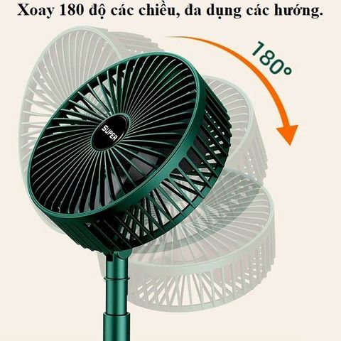 Quạt Tích Điện Mini SUPER FAN 3 Tốc Độ Gió - Gấp Gọn, Tiện Lợi, Tiết Kiệm Điện Năng Cho Mọi Không Gian