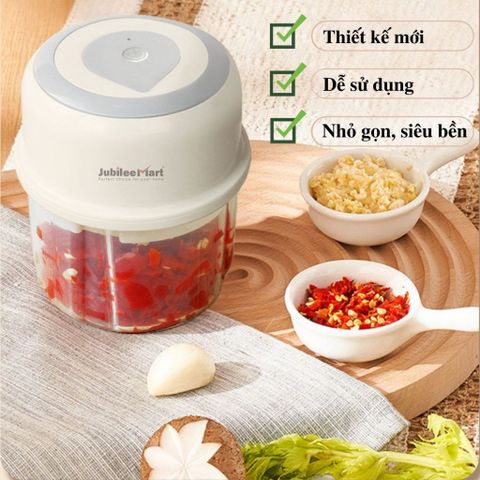 Máy Xay Tỏi Ớt Mini JubileeMart - Kéo Tay Tiện Dụng, Dung Tích 250ml, Xay Nhanh Chóng, Phù Hợp Nếu Bạn Yêu Thích Nấu Nướng
