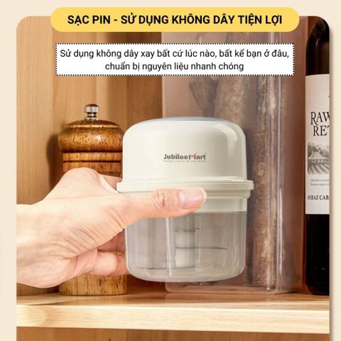 Máy Xay Tỏi Ớt Mini JubileeMart - Kéo Tay Tiện Dụng, Dung Tích 250ml, Xay Nhanh Chóng, Phù Hợp Nếu Bạn Yêu Thích Nấu Nướng