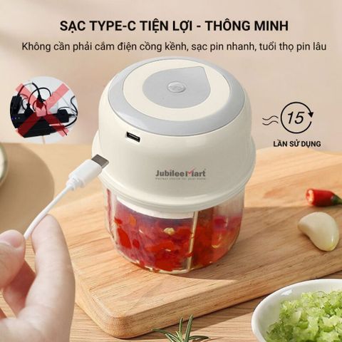 Máy Xay Tỏi Ớt Mini JubileeMart - Kéo Tay Tiện Dụng, Dung Tích 250ml, Xay Nhanh Chóng, Phù Hợp Nếu Bạn Yêu Thích Nấu Nướng