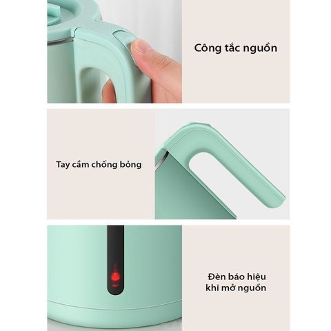 Ấm Đun Siêu Tốc Jubilee Mart 1.8L - 3 Lớp Chống Bỏng - Thiết Kế Sang Trọng, Đun Nước Nhanh 1500W, An Toàn cho Sức Khỏe