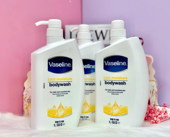 Sữa Tắm Vaseline Trắng Da Dưỡng Ẩm 1L - Sản Phẩm Chăm Sóc Da Mềm Mại, Sáng Khỏe Từ Mỹ