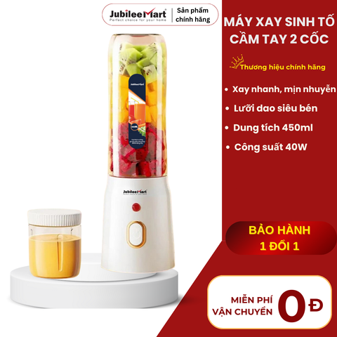 Máy Xay Sinh Tố Mini Jubilee Mart 450ML - Công Suất 40W, 10 Lưỡi Dao Inox Siêu Bén, Lý Tưởng Cho Gia Đình và Cá Nhân