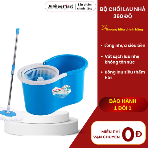 [Freeship BH 2 NĂM] Bộ lau nhà tròn Jubilee xoay 360 độ có bánh xe  kèm bông lau Lồng nhựa an toàn
