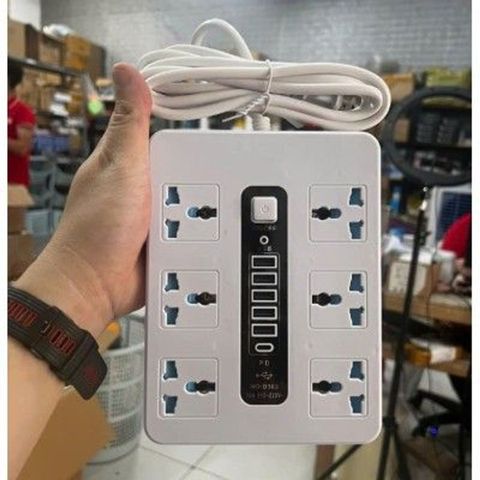 Ổ Điện Đa Năng 5 Cổng USB, 1 Cổng Type-C, 6 Ổ Cắm Dây 2M5 B163 - Sạc Nhanh Tiện Ích, Thiết Kế Gọn Nhẹ Cho Gia Đình & Du Lịch