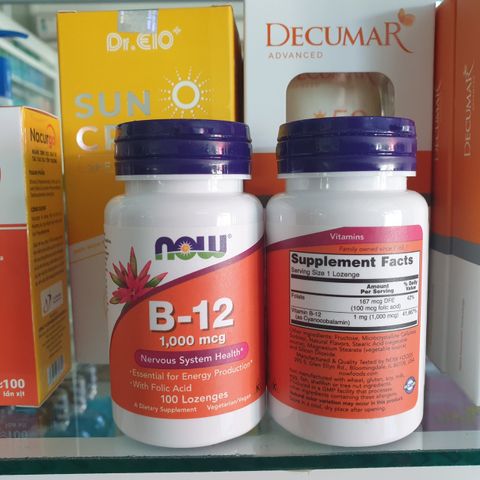 Viên uống bổ sung Vitamin B12 NOW Foods 1000mcg - Vegan, Hỗ trợ sức khỏe, làm đẹp da - 100 viên