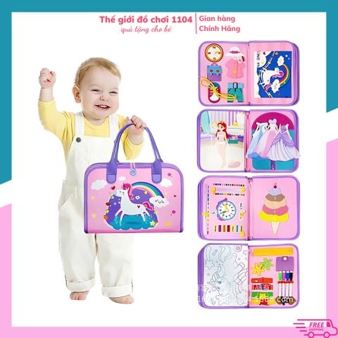 Giỏ Xách Bận Rộn 7in1 Ngựa Pony - Đồ Chơi Montessori Học Kỹ Năng Cho Bé 2-6 Tuổi, Tiện Lợi và Đáng Yêu