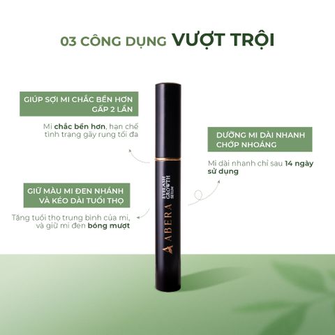 Serum Dưỡng Mi ABERA 5ml - Làm Dài Dày Mi, Cải Thiện Tình Trạng Mi Thưa, Chăm Sóc Mi Tự Nhiên, Chiết Xuất Hồng Sâm, Vitamin E