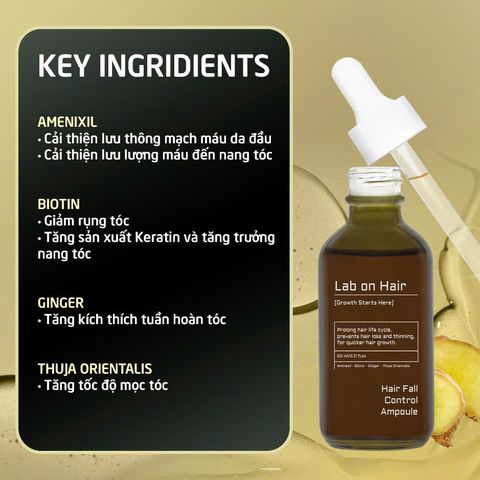 Tinh Chất Hỗ Trợ Mọc Tóc Lab On Hair 60ml - Giảm Gãy Rụng, Tăng Cường Dưỡng Chất Với Gừng, Biotin, Chiết Xuất Thực Vật