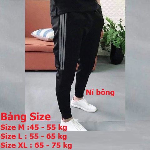 Quần Thể Thao Nỉ Jogger Phối Sọc Lưới, Chất Dày Đẹp, Unisex, Thời Trang Đi Dạo và Tập Gym, Size M-L-XL (45-75kg)