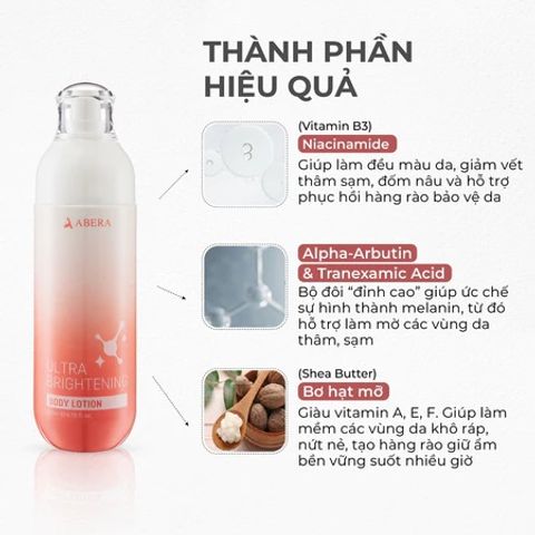 Kem Dưỡng Thể Abera 200ml - Giảm Thâm Sạm, Cấp Ẩm Sâu, Làm Mờ Nếp Nhăn, Dưỡng Da Mềm Mại, Sáng Da, Sản Phẩm Chăm Sóc Da Toàn Thân