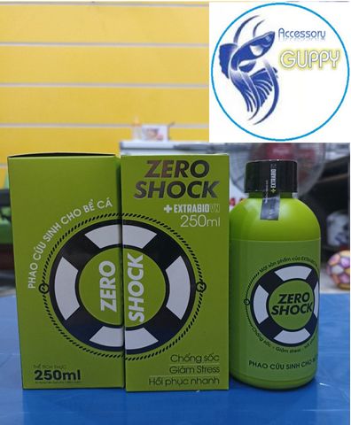 extrabio ZERO SHOCK 250ml - Giảm stress và hồi phục nhanh cho cá, ổn định chất lượng nước, giải độc ammonia và chloramine, an toàn cho hệ vi sinh