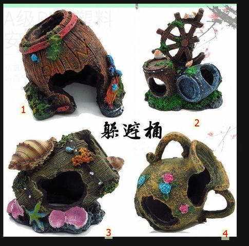 Mô Hình Tiểu Cảnh Thùng Gỗ Vỡ - Hang Trú Ẩn An Toàn Cho Cá Tép - Trang Trí Bể Cá Thủy Sinh Tự Nhiên
