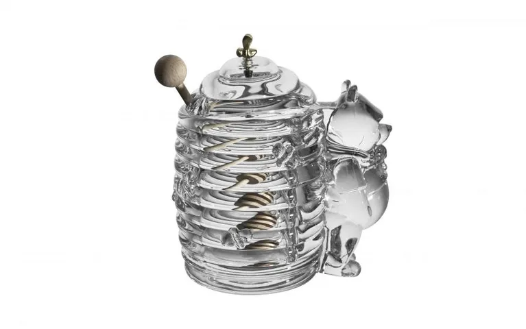 Hũ Đựng Mật Ong Crystal Bohemia 15cm Kèm Cây Khuấy - Thủy Tinh Trong Suốt Chất Lượng Châu Âu, Quà Tặng Sang Trọng