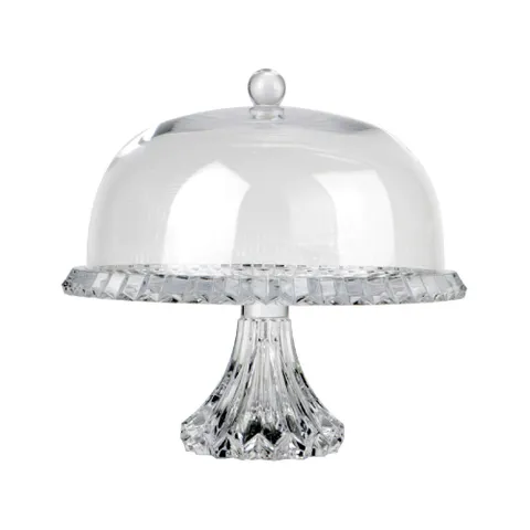Khay đựng bánh pha lê Rogaska Crown Jewel 33cm trong suốt có nắp đậy - Sang trọng, tinh tế, món quà hoàn hảo cho dịp Tết