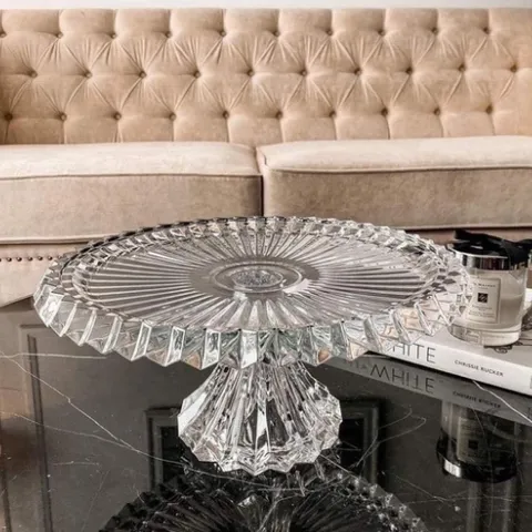 Khay đựng bánh pha lê Rogaska Crown Jewel 33cm trong suốt có nắp đậy - Sang trọng, tinh tế, món quà hoàn hảo cho dịp Tết