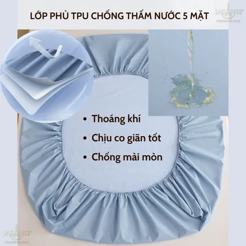 Bộ Drap Ga Gối Tencel 60s 1m6/1m8/2m Lasante Mềm Mại Thoáng Mát Cho Mùa Hè Bọc Đệm 10-30 cm