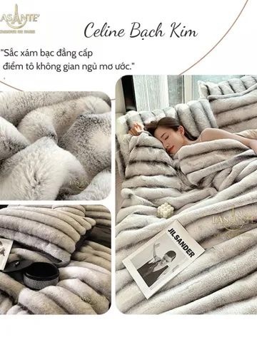 Chăn Lông Cáo Lasante Celine 5kg - 2mx2m3 Cao Cấp, Ấm Áp Cho Mùa Đông, Chất Liệu Mềm Mịn, Phù Hợp Với Gia Đình
