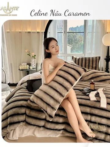 Chăn Lông Cáo Lasante Celine 5kg - 2mx2m3 Cao Cấp, Ấm Áp Cho Mùa Đông, Chất Liệu Mềm Mịn, Phù Hợp Với Gia Đình