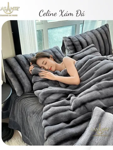 Chăn Lông Cáo Lasante Celine 5kg - 2mx2m3 Cao Cấp, Ấm Áp Cho Mùa Đông, Chất Liệu Mềm Mịn, Phù Hợp Với Gia Đình