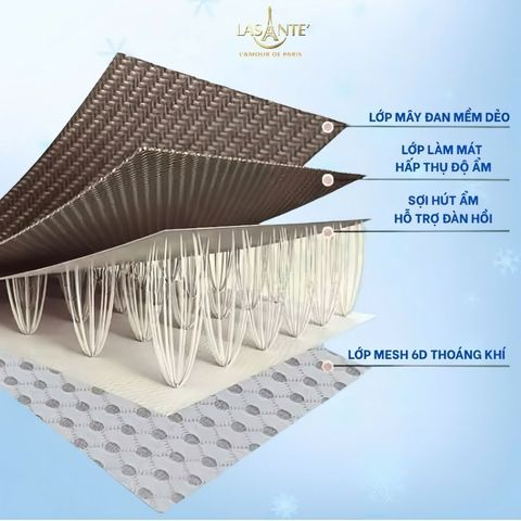 Chiếu Mây Điều Hòa Băng Lạnh Chính Hãng Lasante Chun Bọc Đệm , 4 Lớp Mát, Thông Thoáng Cho Mùa Hè