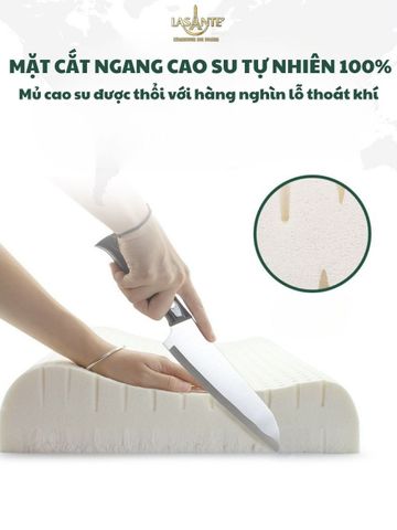 Gối Cao Su Thấp 4 Cm Form Lượn Sóng Siêu Mỏng Lasante Thiết Kế Giảm Đau Cổ Khi Ngủ Chống Thoái Hóa