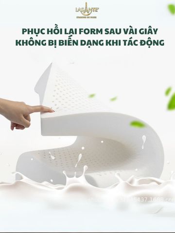 Gối Cao Su Thấp 4 Cm Form Lượn Sóng Siêu Mỏng Lasante Thiết Kế Giảm Đau Cổ Khi Ngủ Chống Thoái Hóa