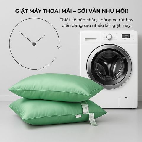 Gối Ngủ Cao Cấp Lasante Green Pearl – Bông Lông Vũ Mềm Mại, Không Xẹp, Kích Thước Lớn 45x65cm và 50x70cm, Chất Liệu Tự Nhiên