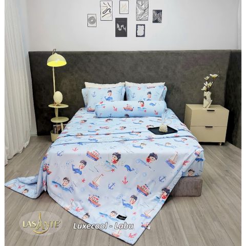 Bộ Chăn Ga Gối Cao Cấp LASANTE 5 Món Tencel Jacquard - Mát Mẻ, Thoáng Khí, Dành Cho Giường 1m6/1m8/2m - Tặng Gối Ôm Sang Trọng