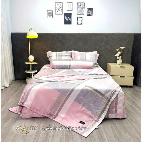 Bộ Chăn Ga Gối Cao Cấp LASANTE 5 Món Tencel Jacquard - Mát Mẻ, Thoáng Khí, Dành Cho Giường 1m6/1m8/2m - Tặng Gối Ôm Sang Trọng