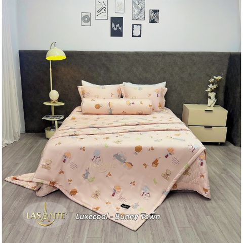 Bộ Chăn Ga Gối Cao Cấp LASANTE 5 Món Tencel Jacquard - Mát Mẻ, Thoáng Khí, Dành Cho Giường 1m6/1m8/2m - Tặng Gối Ôm Sang Trọng
