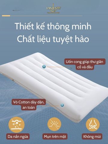 Gối Ngủ Thấp Bảo Vệ Cổ 6 cm Bông Đậu Nành Mềm Mại Chính Hãng Lasante - Ruột Gối Chống Thoái Hóa Sức Khỏe, Kích Thước 48x74 cm