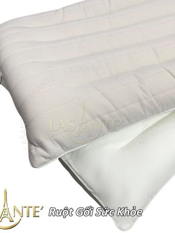 Gối Ngủ Thấp Bảo Vệ Cổ 6 cm Bông Đậu Nành Mềm Mại Chính Hãng Lasante - Ruột Gối Chống Thoái Hóa Sức Khỏe, Kích Thước 48x74 cm