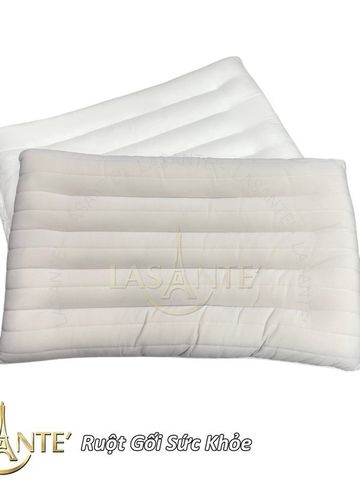 Gối Ngủ Thấp Bảo Vệ Cổ 6 cm Bông Đậu Nành Mềm Mại Chính Hãng Lasante - Ruột Gối Chống Thoái Hóa Sức Khỏe, Kích Thước 48x74 cm